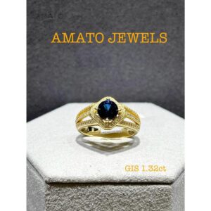 Amato Jewels 100% Authentic 1.32 carats Lab Grown Sapphire with Yellow or White gold plated 925 Silver ring which comes with GIS certificate from Switzerland