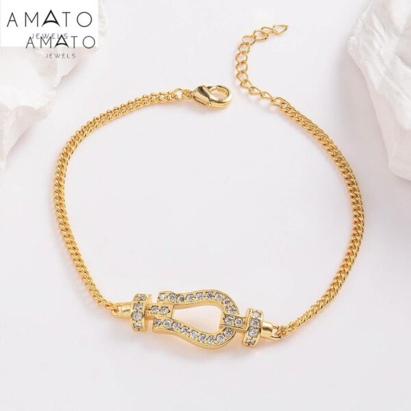 Amato premium bracelet with gold plated 5A Cubic Zirconia Magnetic