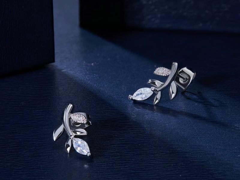 Amato Jewels , white gold plated premium brass necklace and earrings set with 5A cubic zirconia