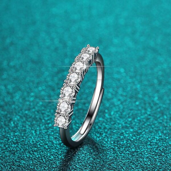 Amato Jewels 100% Authentic Moissanite half eternity ring with white & yellow gold plated on 925 Sterling Silver