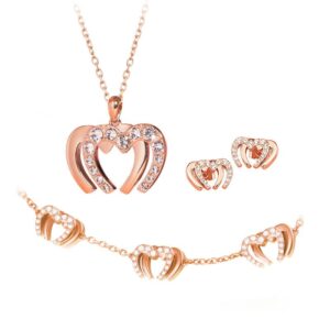 Amato Jewels , rose gold plated Premium brass jewelry set, bracelet,earrings and necklace with 5A cubic zirconia