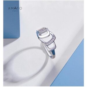 Amato Jewels, Premium white gold plated brass D ring with 5A cubic zirconia