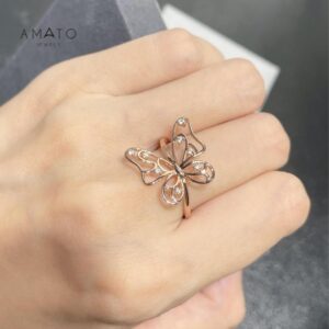 Amato Jewels , rose gold plated premium brass ring with 5A cubic zirconia