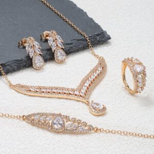Amato Jewels , Arabic inspired gold plated premium brass jewelry set for special occasion, 4 in 1 set