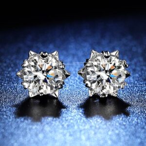 Amato Jewels , genuine 1 carat each Moissanite white gold plated silver Snowflakes earrings with GRA certificate, one moissanite one certificate and is laser inscription on the girdle