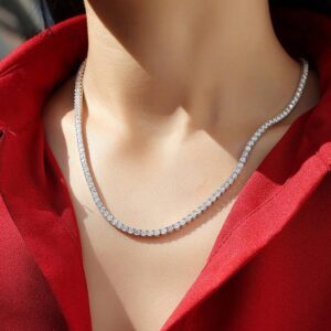 Amato Jewels Elegant Tennis Necklace, white gold plated 925 Sterling Silver with Premium 5A Cubic Zirconia