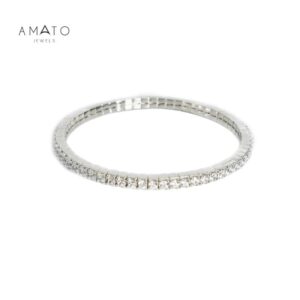Amato Jewels Patented Elastic Tennis Bracelet made in Italy by KIKLO Milano, Sterling Silver 925 with 5A Cubic Zirconia, First and Exclusive in Malaysia