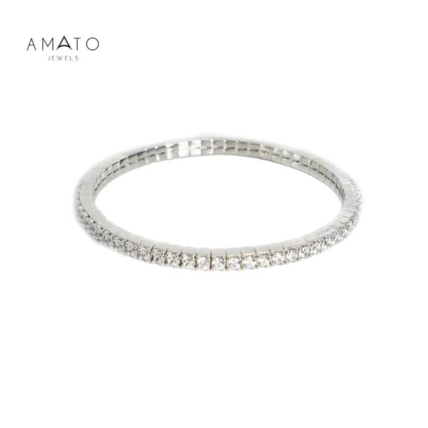 Amato Jewels Patented Elastic Tennis Bracelet made in Italy by KIKLO Milano, Sterling Silver 925 with 5A Cubic Zirconia, First and Exclusive in Malaysia