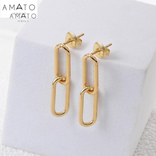Hot and trending earrings. Amato Jewels, 18K gold plated paperclip earrings.