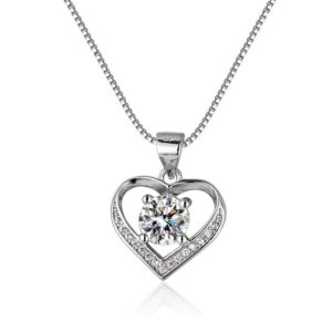 Amato Jewels 1 carat Moissanite heart shape pendant with silver925 chain , Christmas and New Year Promo