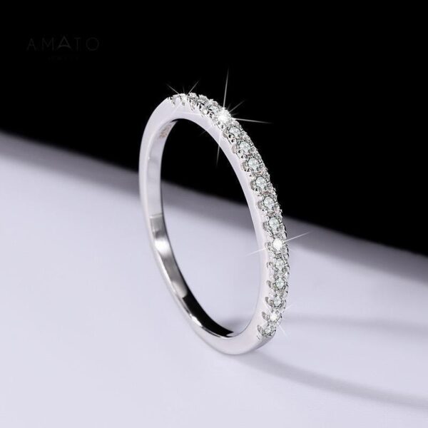 Amato Jewels, Half Eternity ring 0.13carats Moissanite Silver 925 stacking ring