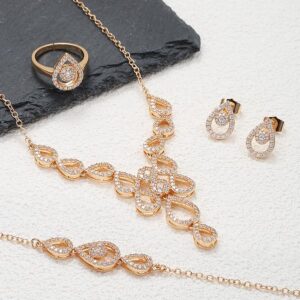 Amato Jewels , Arabic inspired gold plated premium brass jewelry set for special occasion, 4 in 1 set.