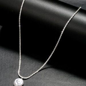 Amato Jewels , Sterling silver 925 white gold plated necklace with cultivated pearl , nickel free, non allergic