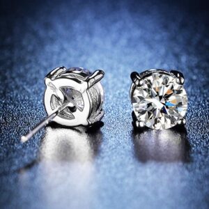 Amato Jewels , genuine 1 carat each Moissanite white gold plated silver 4 Prongs earrings with GRA certificate, one moissanite one certificate and is laser inscription on the girdle