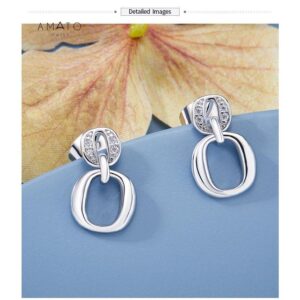 Amato Jewels, premium rhodium plated brass earrings with 5A cubic zirconia