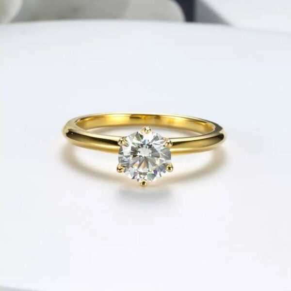 Amato Jewels 100% Authentic 0.8 OR 1 carat Moissanite gold plated silver ring with GRA certificate, one moissanite one certificate and is laser inscription on the girdle