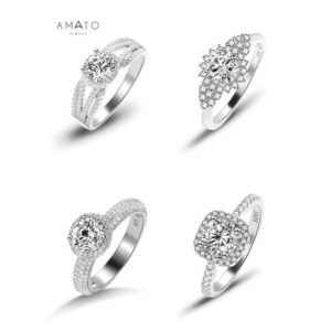 Amato Jewels Moissanite 0.8 carat and 1 carat 925 silver ring