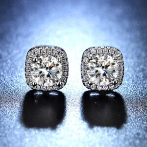 Amato Jewels , genuine 1 carat each Moissanite white gold plated silver earrings with GRA certificate, one moissanite one certificate and is laser inscription on the girdle