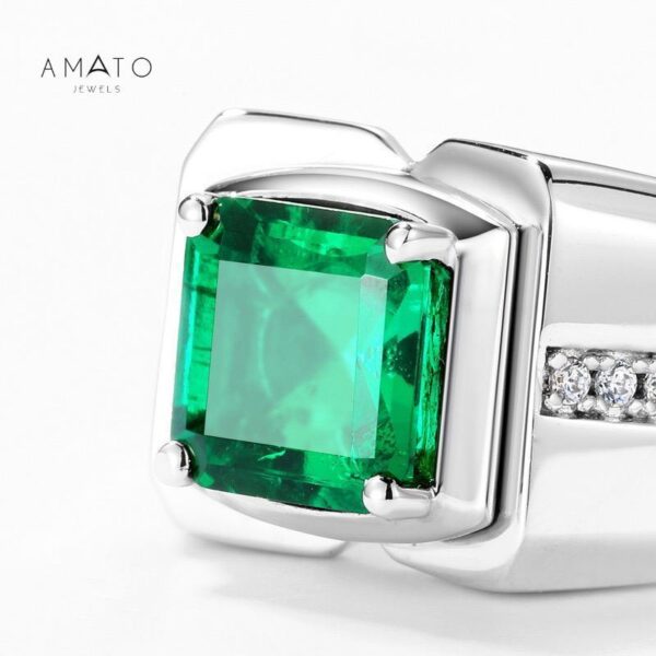 Amato Jewels Authentic 1.6 Carats Lab Grown Emerald men's Ring