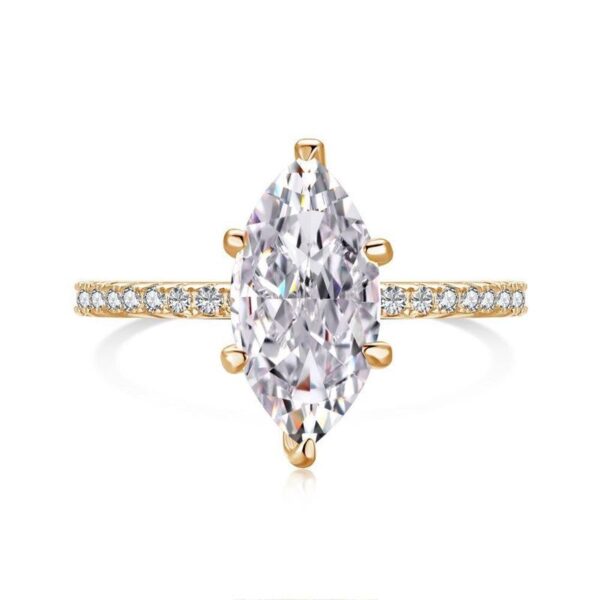 Amato Jewels Exclusive 2carats & 4 carats Marquise full moissanite 18k gold plated ring
