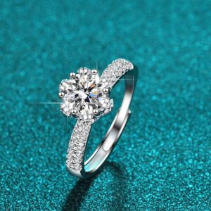 Amato Jewels genuine 1 carat Snow White Moissanite white gold plated silver FIXED ring with GRA certificate, one Moissanite one certificate and is laser inscription on the girdle