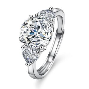 Amato Jewels 100% Authentic 3 carats Moissanite adjustable (Fixed Size) white gold plated silver ring with GRA certificate, one moissanite one certificate and is laser inscription on the girdle