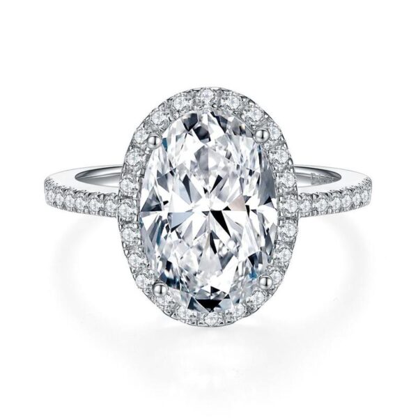 Ramada Special Amato jewels 4.5 carats Oval Cut Moissanite Ring with 0.32 full moissanite setting Silver 925 ring white gold plated