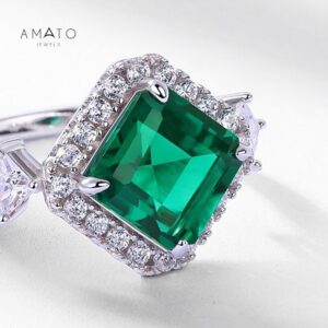 Amato Jewels Authentic 2.5 carats Princess cut Lab Grown Emerald Ring