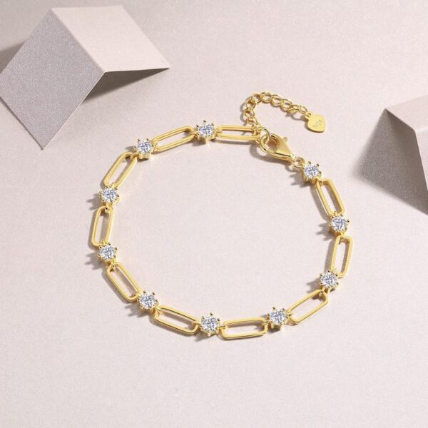 Amato jewels Gold Plated moissanite bracelet with total 2 carats moissanite