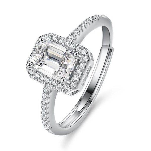 Amato Jewels, genuine 1 carat Emerald Cut Moissanite FIXED ring silver with GRA certificate, one moissanite one certificate and is laser inscription on the girdle