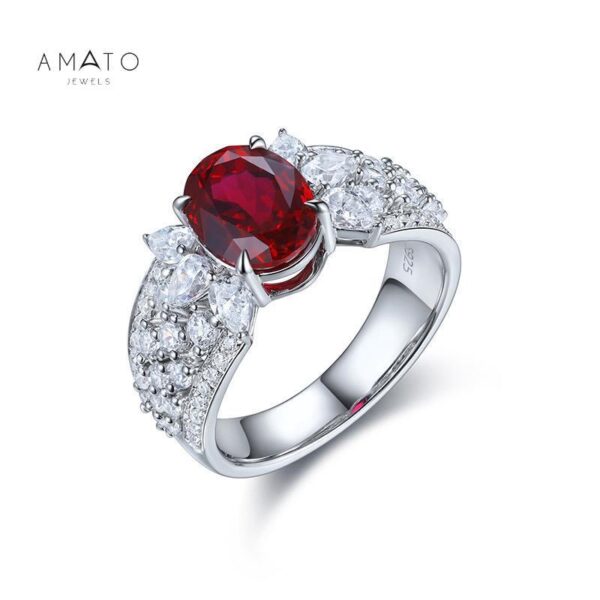 AMATO JEWELS 1.5 carats Oval cut Lab Grown Ruby , Sapphire or Emerald Ring
