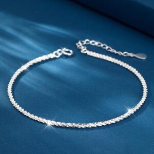 Amato Jewels exclusive on Tiktok, Sterling silver 925 white gold plated rope bracelet
